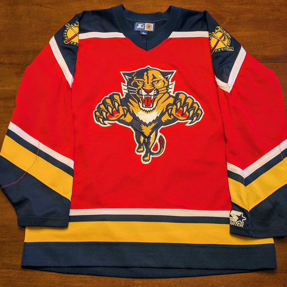 STARTER Other - Florida Panthers Men's Red Jersey Starter Vintage 90s NHL Hockey Size L NM